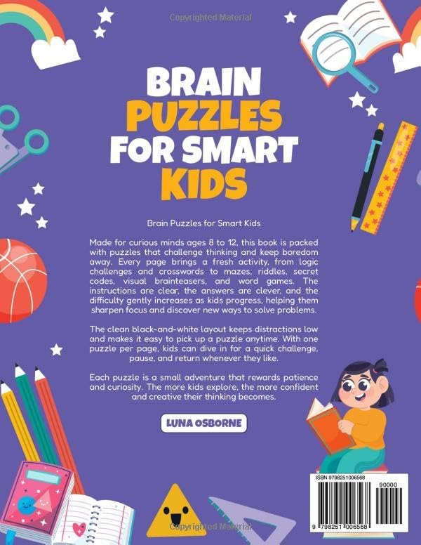 Brain Puzzles for Smart Kids: Brain Games, Mazes, Riddles, and Logic Challenges for Smart Thinking and Enhanced Focus - Image 2