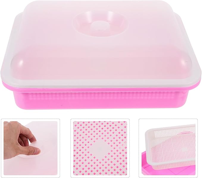 Vegetable Seedling Container Tray with Lid for Sprouting Microgreens Nursery Starter Tray with Deep Humidity Dome for Indoor Gardening
