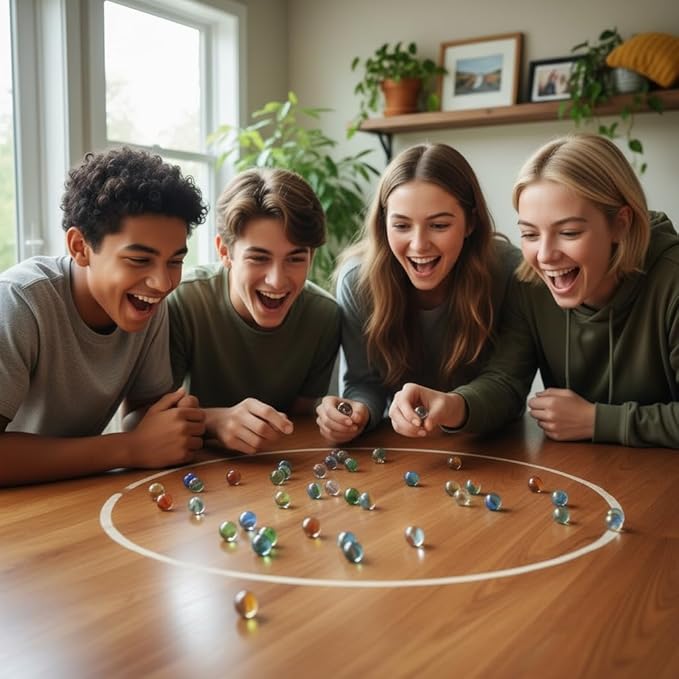 Classic Glass Marbles Set - 50 Pieces Assorted Colors and Sizes, Marbles for Kids, Marbles Bulk Collection, Traditional Marble Game Set for Children