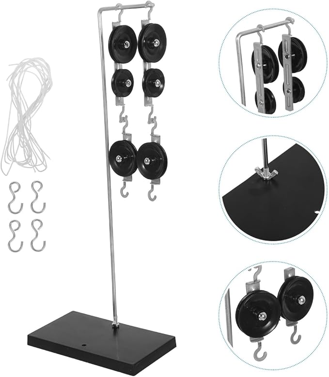 iplusmile Pulley Block Set Physics Lab Science Kit Experiments - Pulley Blocks with Holder and Rope for Science Classroom School Students Physics Class - Random Color