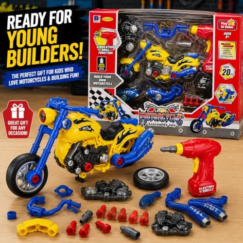 Take-Apart Motorcycle with Electric Drill, Lights, Sounds and 20+ Pieces - Image 7