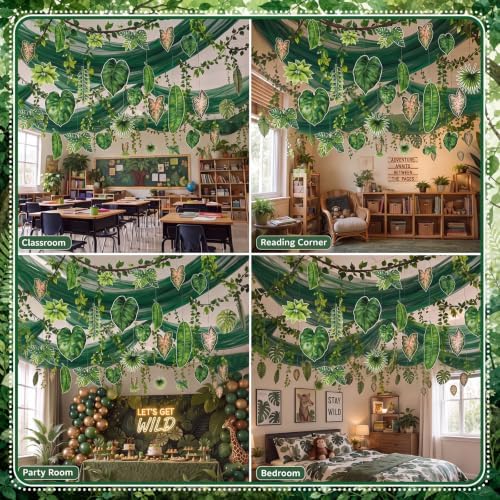 55 Pcs Jungle Safari Party Decor Rainforest Celling Faux Vine - Image 6
