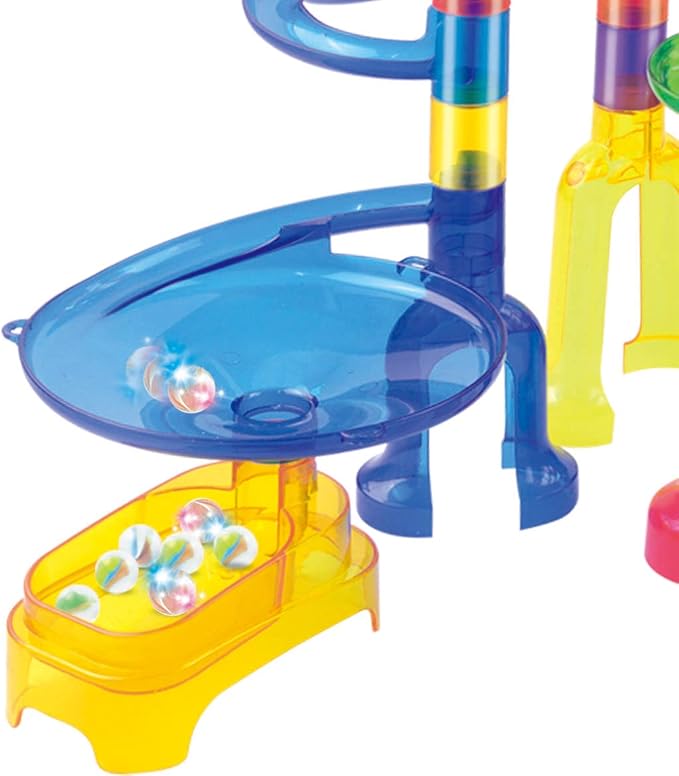 JOYIN 170Pcs Glowing Marble Run, Construction Building Blocks Toys with 5 Glow in The Dark Glass Marbles, STEM Educational Building Block Toy, Gift for Christmas