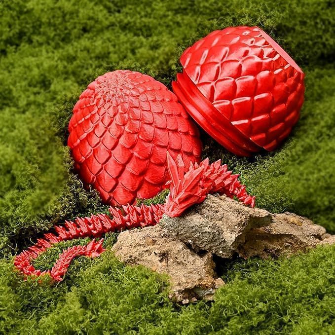 Dragon Egg 12In Dragon Toy 3D Printed Dragon Fidget Toys, 3D Printed Dragon Egg with Articulated Dragon Inside, Fidget Toys for Autism/ADHD, Easter Gifts(Bluegreen)