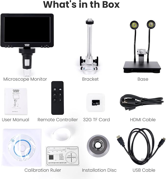 Digital Microscope 100-1600X with 7-inch LCD Screen, MatataStudio Wireless USB Microscopes,Professional Microscope for Kids Adults