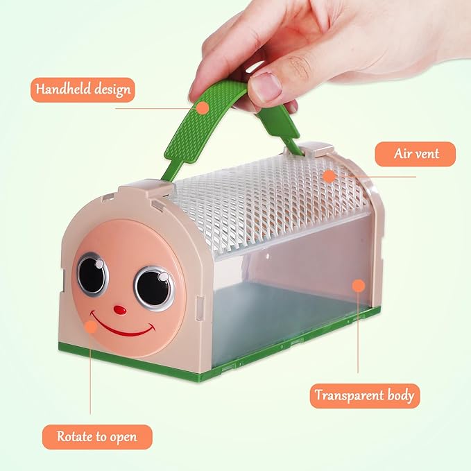 SAFIGLE Insect Observation Box for Kids with Transparent Critter Cage Outdoor Nature Exploration Toy Butterfly Kit and Bug Habitat Portable 7.16 X 3.62 X 3.22 Inch Explorer Kit