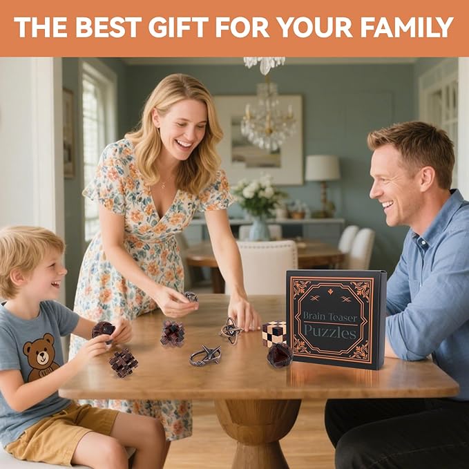8 Pcs Brain Teaser Puzzles for Adults Teens - Wooden Puzzles 3D Puzzle Game Toys for Adults Teens - Metal Unlock Interlocking Puzzle Adult IQ Education Smart Toys
