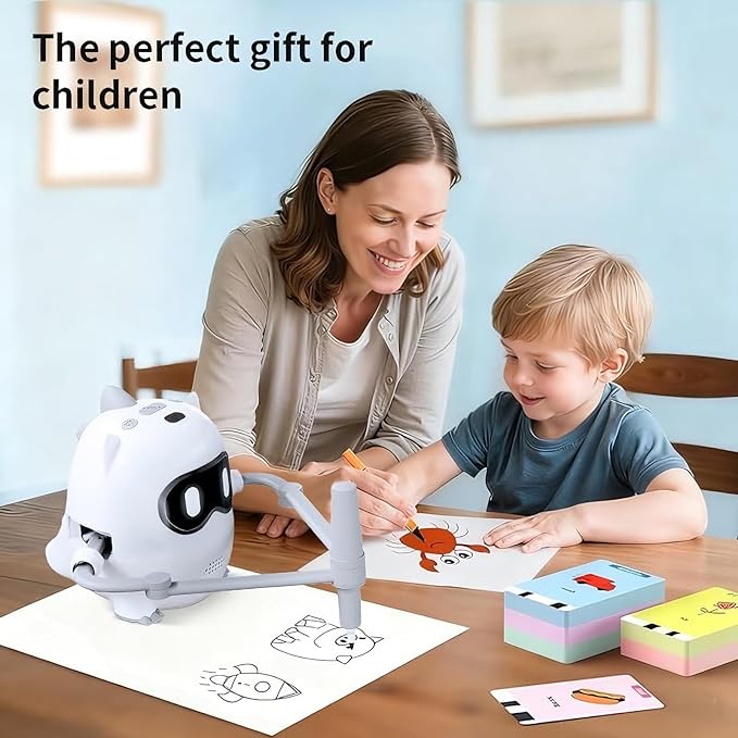 Drawing Robot for Kids with Camera Recognition, Smart Voice Interactive Painting Robot Educational Machine, Learning Toys with 100 Cards, 12 Colorful Pens for 3 4 5 6 7 8 Year Old Boys Girls
