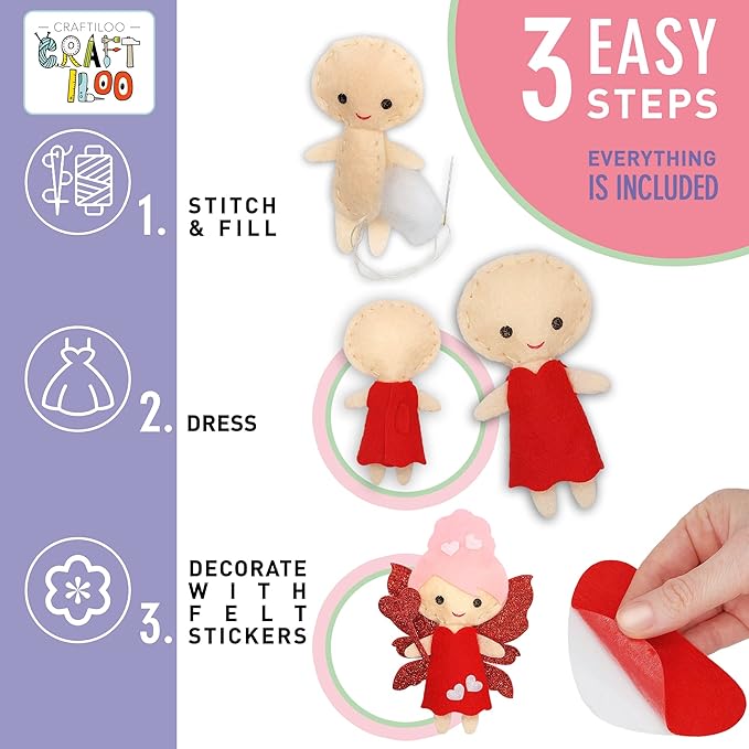 Fairy Sewing Kits for Little Girls 5 Easy Projects for Childrens Kid Crafts Make Your Own Felt Pillow Plush Craft Kit My First Sewing Kit Learn to Sew