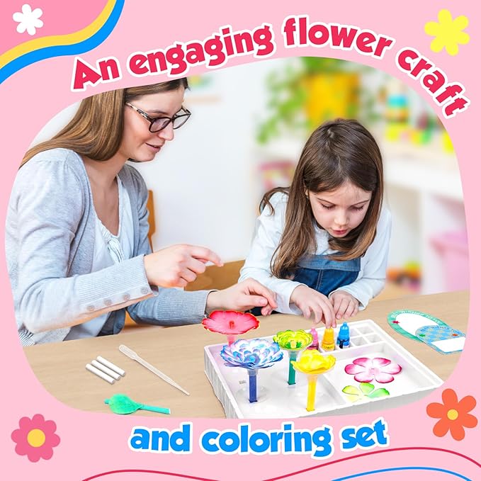 SkilLify Flower Craft Kits,DIY Paper Arts and Crafts Bouquet Toys for Kids,Color Changing Flowers, Educational Science Kit,Christmas Birthday Gifts for 6 7 8 9 10+Year Old Girls & Boys