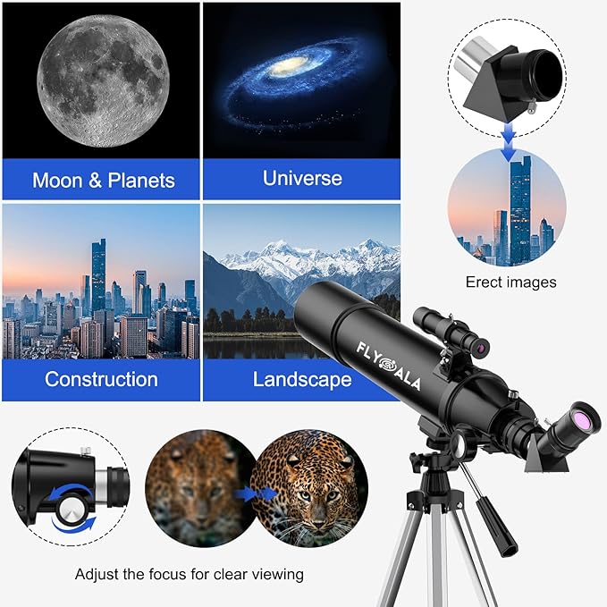 Telescope for Kids and Adults,80mm Aperture 600mm Focal Length Beginners Astronomical Telescope for Adults high Powered (30X-750X),Refractor Astronomy telescopes Kids 6-8 8-12 Over 5 Year Old