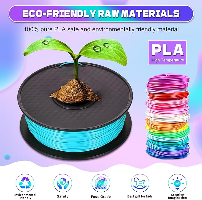 35 Colors 3D Pen PLA Filament Refills, 16.4 ft per Color Total 574 ft–1.75 mm PLA Filament, Compatible with MYNT3D / SCRIB3D Printing Pen, Not Support for 3Doodler Pen