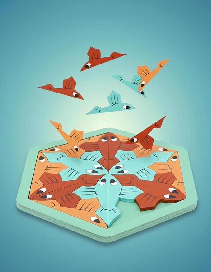 Goldfish Puzzle - 19-Piece Wooden Jigsaw, Educational Brain Teaser, Cognitive Skill Puzzle, Memory-Boosting Game, Eco-Friendly Wooden Toy,Creative Learning Activity, Brain-Boosting Jigsaw