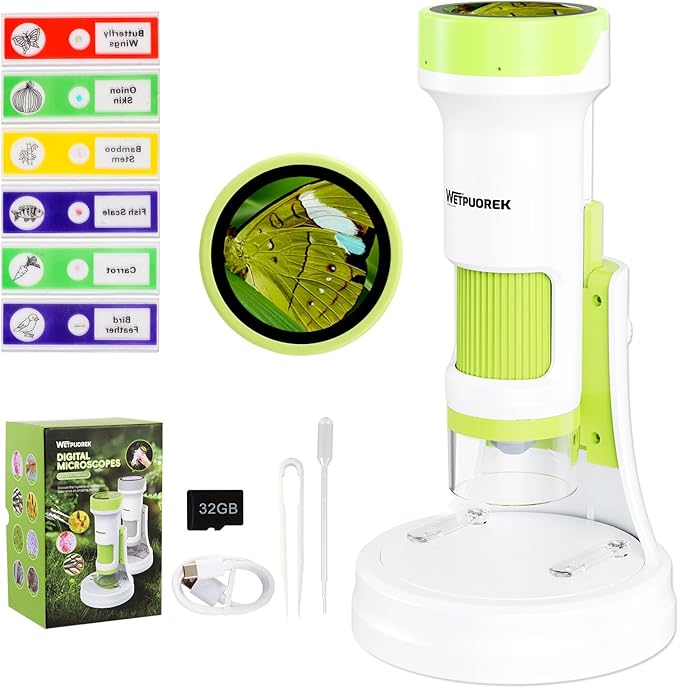 Microscope for Kids 1000X Handheld, 4K 2.0'' Screen Rechargeable Mini Pocket Digital Microscopes with 32 GB TF Card, Educational Science Toys for Children Aged 7 and Above.Over 84 Months