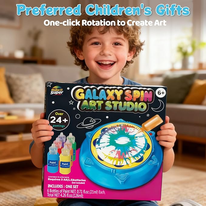 Make It Super Spin Art Machine Kit for Kids, Arts & Crafts Painting Spinner Toy, Creative Art Supplies Birthday Christmas Gift for Boys Girls Ages 6-12