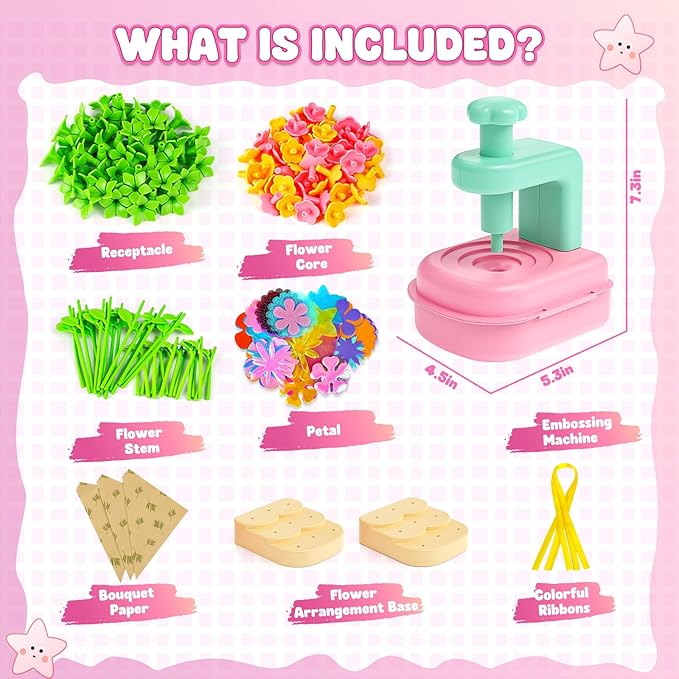 beefunni Flower Bouquet Craft Kits, DIY Arts and Crafts for Kids 4-6-8, Upgrade Colorful Flowers Toys for 4 5 6 7 8+Year Old Girl Birthday Gifts Ideas,Toddler Creative Educational Activities