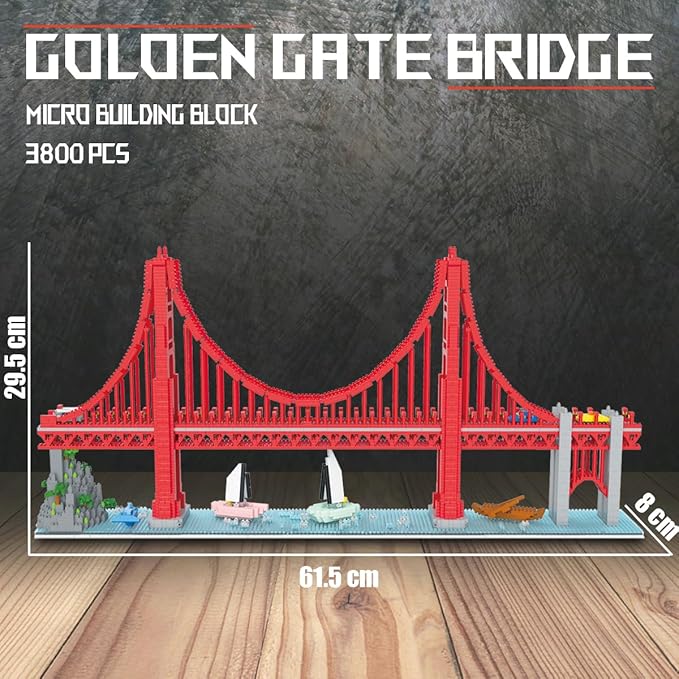 Golden Gate Bridge Micro Building Blocks Set (3800 Pieces),Landmark Architecture Gift for Adult and Kid