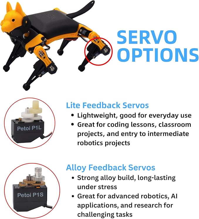 Petoi Programmable Robot Dog Bittle X V2 Alloy Servo (Pre-Assembled) | Coding Smart Robot Dog Kit, Voice Controlled, Quadruped Interactive Robot for Kids, Open Source, STEM & Robotics Education