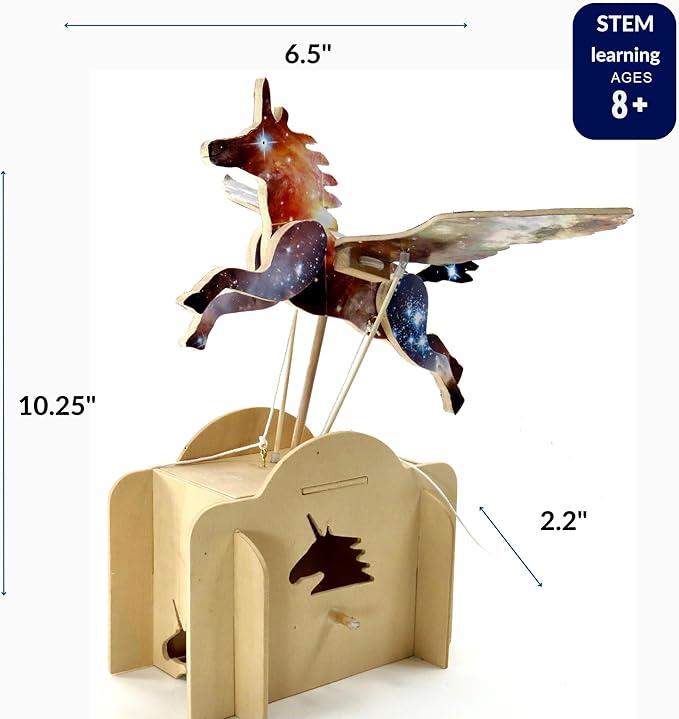 Pathfinders Stem kit - Automata Flying Unicorn Girls and Boys – Build a Moving Unicorn Model – Magical Mechanical Toy – Educational Engineering Gift for Kids 8+