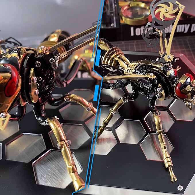 Microworld 3D Metal Puzzle, Northern Giant Hornet 3D Metal Model Kit, Mechanical Wasp 3D Puzzle for Adults, DIY Challenge 3D Puzzles Home Decor Art Craft Gifts (Black Gold)