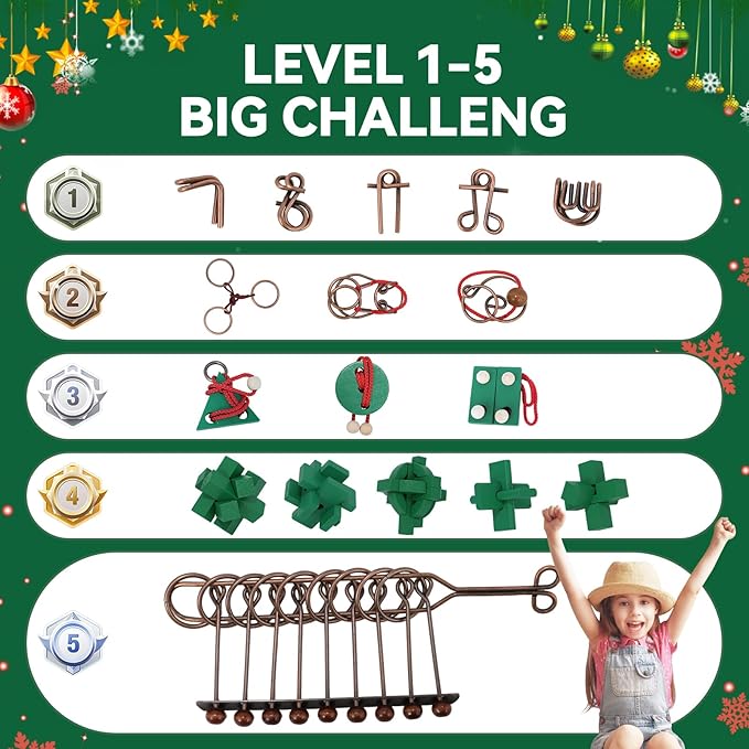 24 Pcs Brain Teaser Puzzles for Adults Teens - Wooden Puzzles 3D Puzzle Game Toys for Adults Teens - Unlock Interlocking Puzzle Adult IQ Education Smart Toys