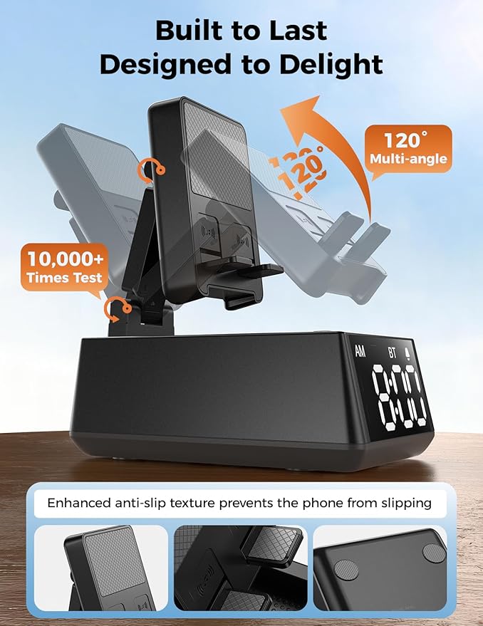 Bluetooth Speaker Birthday Gift for Men:Induction Cell Phone Stand HD Sound Valentines Gifts For Him Her Adult Teen,Anti-Slip Phone Holder Kitchen Gadget Women Mom Wife,Dad Husband Boyfriend(Black)