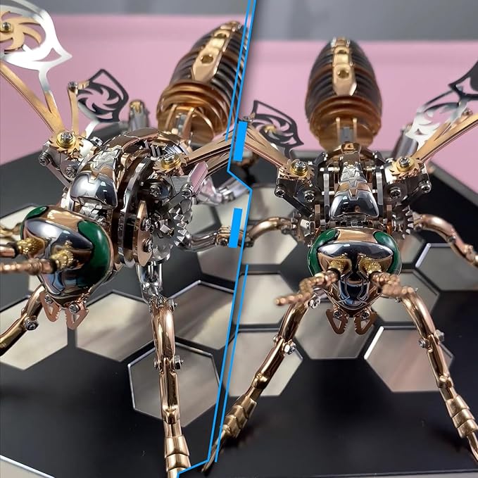 Microworld 3D Metal Puzzle, Northern Giant Hornet 3D Metal Model Kit, Mechanical Wasp 3D Puzzle for Adults, DIY Challenge 3D Puzzles Home Decor Art Craft Gifts (Rose Gold)