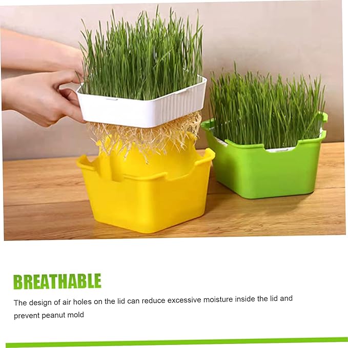 Seed Sprouter Tray with Cover Plastic Seedling Nursery Tray Soil-Free for Kitchen Garden Home Office 4 Pcs Sprouting Tray Sprouts Growing Tray Sprouts Growing Kit Germination Tray