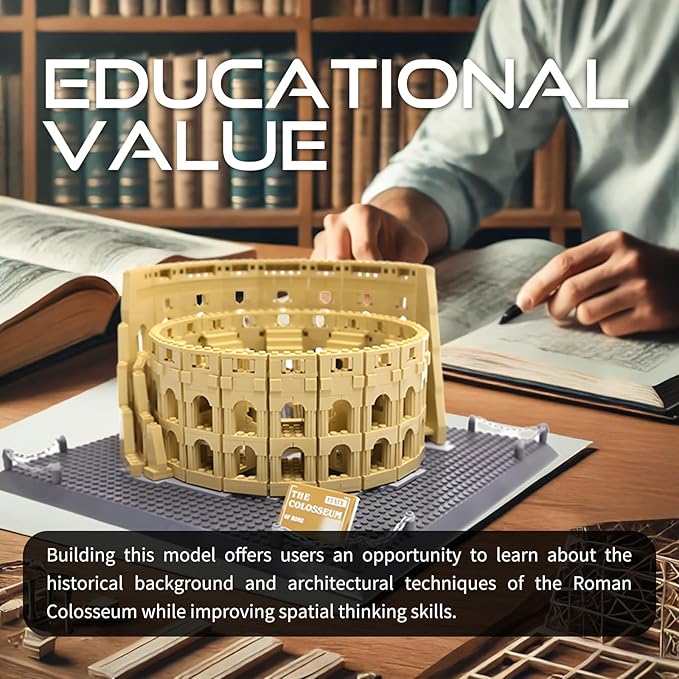 Architecture Roman Colosseum Building Blocks Sets Roman Coliseum Model Building Kits Famous Landmark Toys Gift for Adults Kids Teens 1756 PCS
