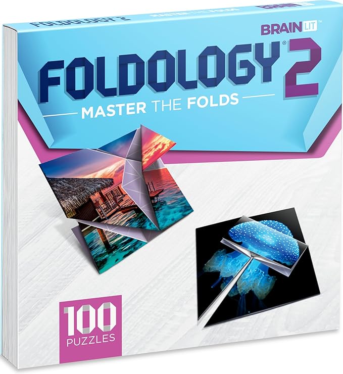 FOLDOLOGY 1&2 Combo Pack - The Origami Puzzle Game! Brain Teasers for Tweens, Teens & Adults | Fold The Paper, Complete The Picture | Stocking Stuffers, Gift for Ages 10+ | 200 Challenges