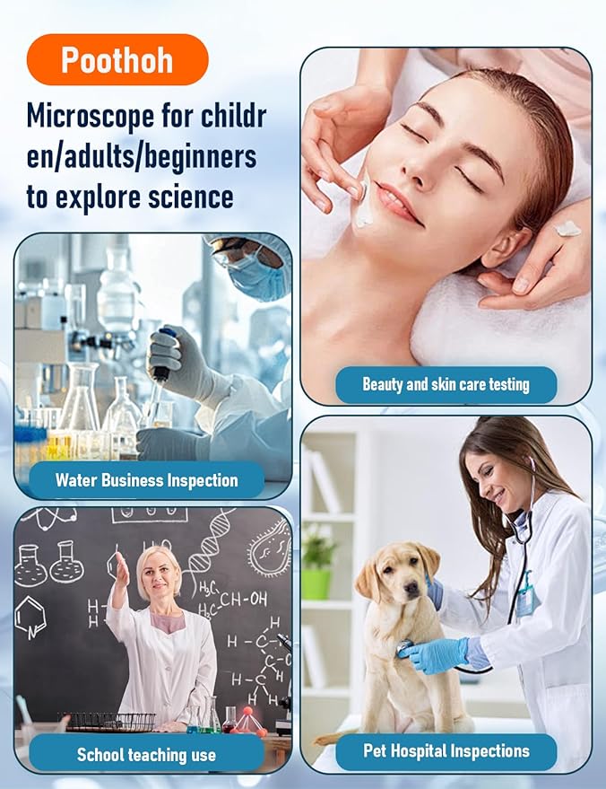 Compound Microscope for Adults & Kids - 40X-2000X High-Power Biological Microscope for Students, School Lab & Home Education, with Slides Set & Phone Adapter
