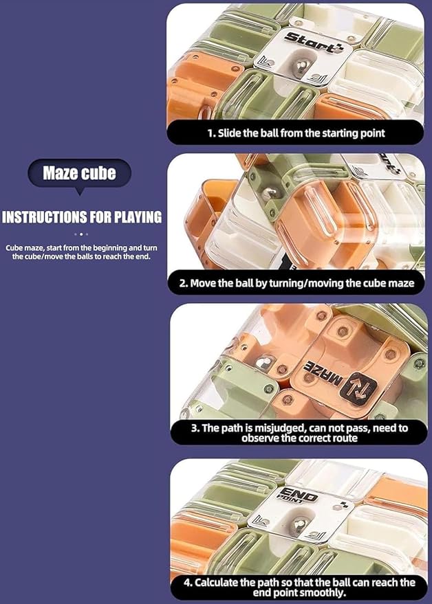 Large Labyrinth 3D Puzzles Maze Cube, Engaging Brain Teaser Toy, Spatial Awareness Brain Training Toy for Stress Relief & Logic Development, Educational Focus Game Gift for Adults Teens