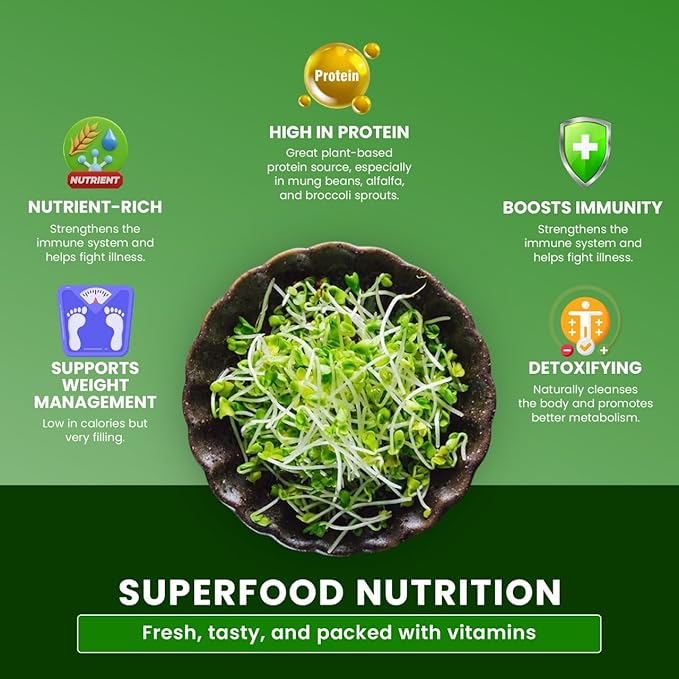 Premium Alfalfa Sprouting Seeds – Non GMO, Organic Seeds from The USA (2-Tier Sprouting Kit)