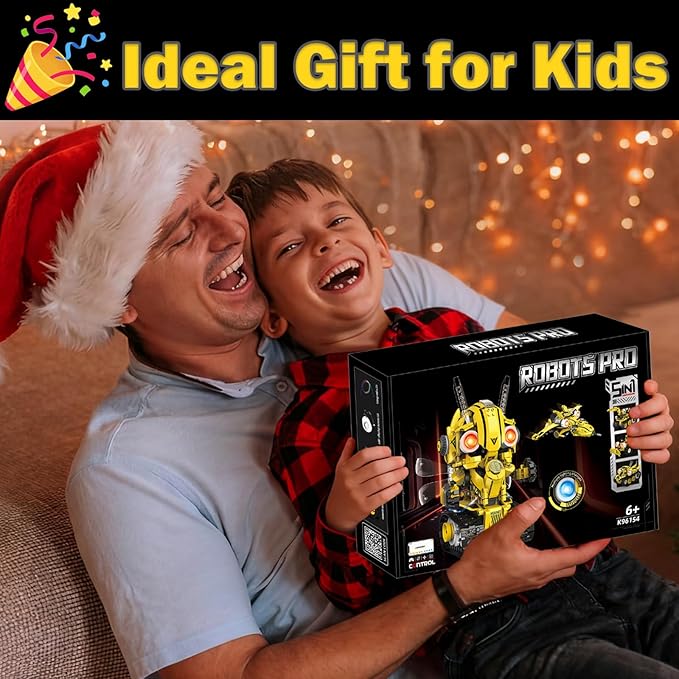 5 in 1 STEM Robot Building Kit with Remote & App Controll, Technic Coding Robotic Toys for Kids Ages 8-13 with LED-Lights Christmas Stocking Stuffer Birthday Gift for Boys & Girls Age 6--12+ (673PCS)
