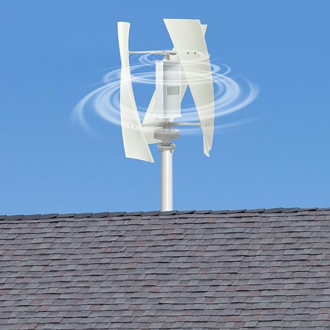 Bepritm Vertical Axis Wind Turbine, Wind Generator Kit with Controller & IP67 Protection, Ultra-Quiet Design for Home, RV, Business, Industrial Energy Supply (100W 12V White 4 Blades)