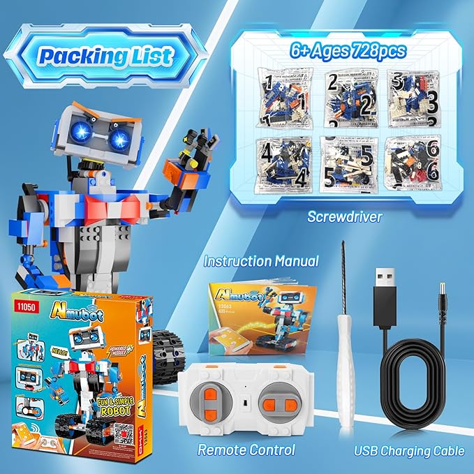 okk Robot Building Toys for Boys, STEM Projects for Kids Ages 8-12, Remote & APP Controlled Engineering Learning Educational Coding DIY Building Kit Rechargeable Robot Toy Gifts for Girls