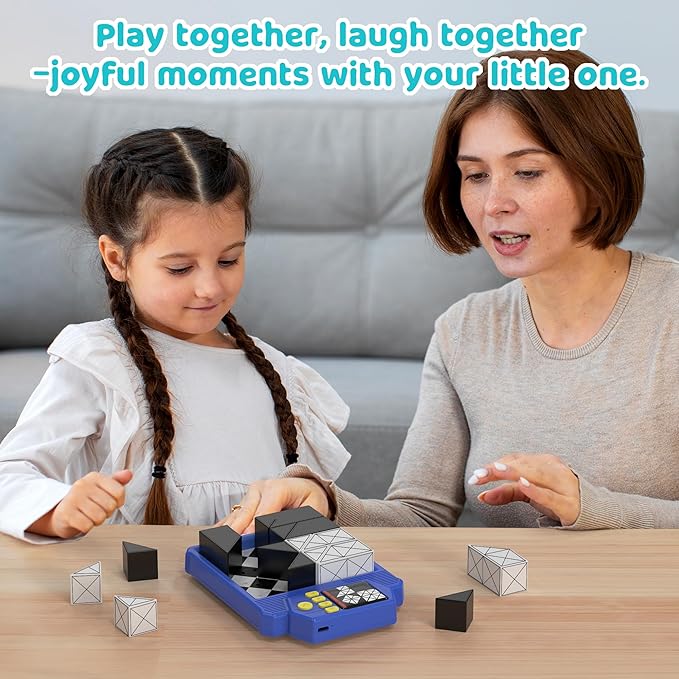 Smart 3D Puzzle Blocks with Answer-Checking, 3 Difficulty Levels & 210 Challenges, Montessori Brain Teaser Game for Kids Ages 3+ to Enhance Logic & Spatial Skills, Educational Toy