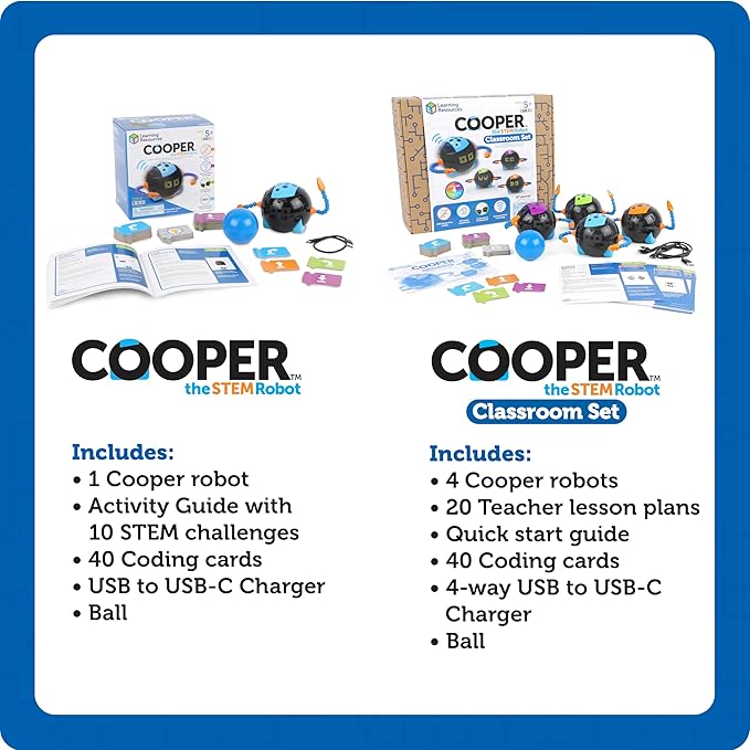 Learning Resources Cooper The STEM Robot - Coding for Kids, Building Toys, Robotics Kids, Montessori Programming, Gifts for Boy and Girls, Classroom Must Haves, Interactive Homeschool Supplies