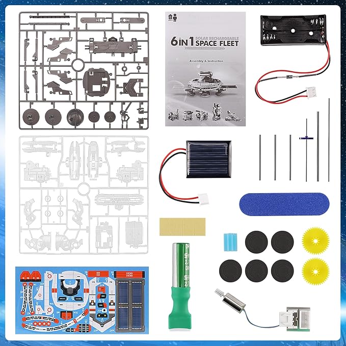 STEM Projects for Kids Ages 8-12 Solar Robot Kit 6-in-1 Space Toys for 10-Year-Old Boy Girl Gift Toys Science Kits Christmas Birthday Gifts for 8 9 10 11 12 Year Old, White