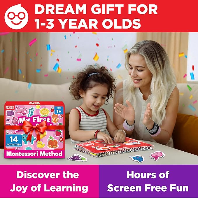 Doctor Jupiter My First Montessori Busy Book for Toddlers 1+ Year Olds | Preschool Learning Activities - Educational Travel Toys | Birthday Gift for Girls Ages 1,2,3