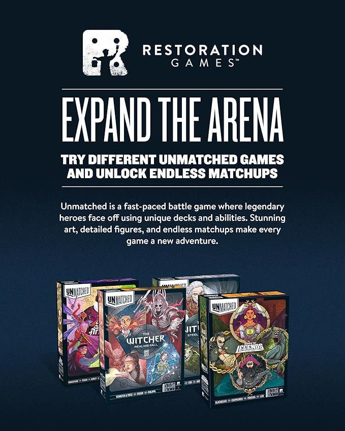 Restoration Games Unmatched Battle of Legends Vol 2 - Strategy Board Game for 2 to 4 Players - Expansion with 4 New Heroes and Battlefield - 20-40 Min Playtime - Ages 9+