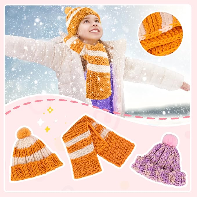 AHCo. Knitting Loom Kit for Beginners, Creative Craft Toy for Girls Ages 7 8 9 10 11 12 with Storage Bags Yarns Knitting Tools, Fantastic DIY Gifts Knit Hat Scarf Coaster (Pink)