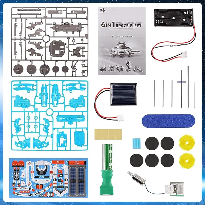 STEM Projects for Kids Ages 8-12 Solar Robot Kit 6-in-1 Space Toys for 10-Year-Old Boy Girl Gift Toys Science Kits Christmas Birthday Gifts for 8 9 10 11 12 Year Old, Blue