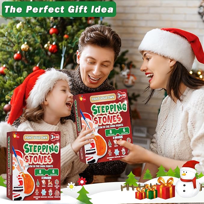 EggSun 8Pcs Stepping Stones Painting Crafts Kit for Kids 4 8 6, DIY Garden Stones Outdoor Paint Your Own Ceramic Unicorn Arts and Crafts for Boys Girls Ages 4 7 9 10 12 Christmas Birthday Gifts