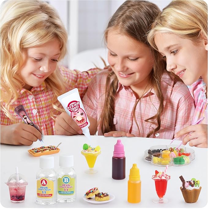12 Making Miniature Food Toys Set, DIY, Resin Play, NOT Edible, Kitchen Mini Pretend Play Food Set for Kids Age 8-13, Birthday for Girls, 8 9 10, Make Your Food