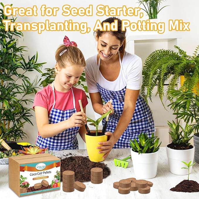 Legigo 200 PCS 30mm Coco Coir Pellets Potting Soil Mix- Compressed Coconut Coir Discs Seed Starting Soil Pellets, Coco Peat Soil Pods for Indoor & Outdoor Plants, Gardening Herbs Bonsai and Vegetables