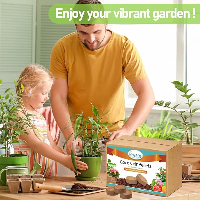 Legigo 200 Pcs 30mm Coco Coir Pellets Seed Starter Soil Mix- Organic Coconut Coir Potting Soil Pods for Seedling, Coco Peat Soil Discs for Indoor & Outdoor Plants Bonsai Herbs Vegetables and Flowers
