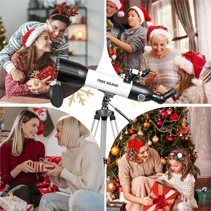 FREE SOLDIER Telescope 80mm Aperture 500mm Refractor Telescope for Adults High Powered - Professional Astronomical Refracting Telescope for Beginners White