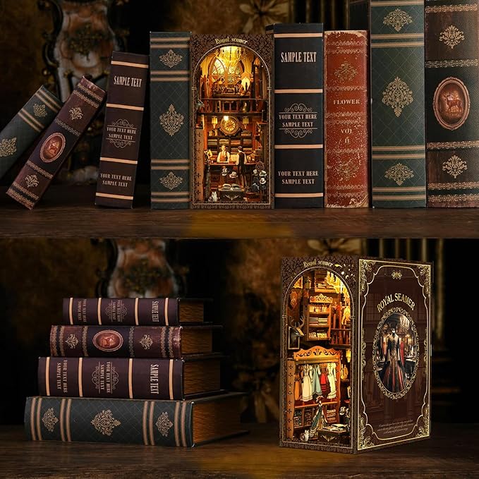 Book Nook Kit,Royal Seamstress Miniature House kit,DIY Tiny House Doll,Bookend Bookshelf Decor Model Build.(Royal Seamstress)