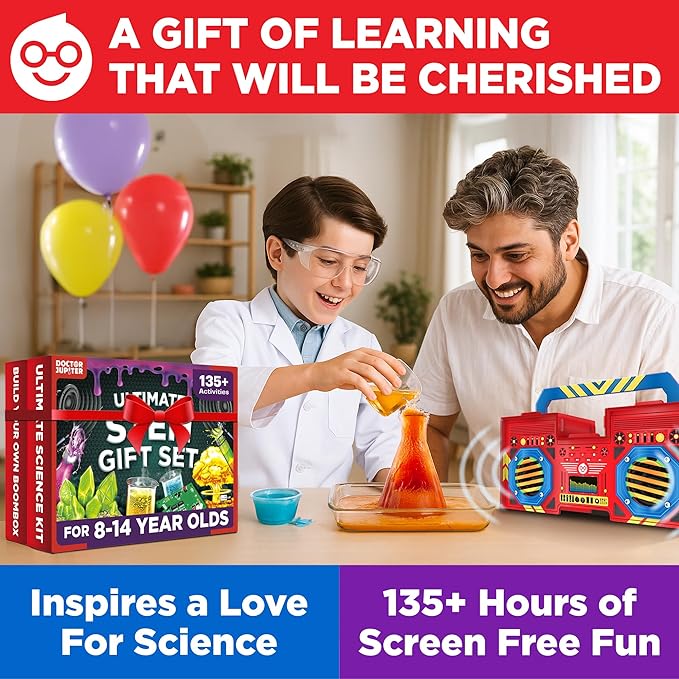 Doctor Jupiter Ultimate STEM Gift Set | Set of ‘Ultimate Science Kit’, ‘Boombox’ for Kids Ages 8+ | Birthday Gift Ideas for Boys, Girls | STEM Learning & Educational Toys for 8-10-12-14 Year Olds